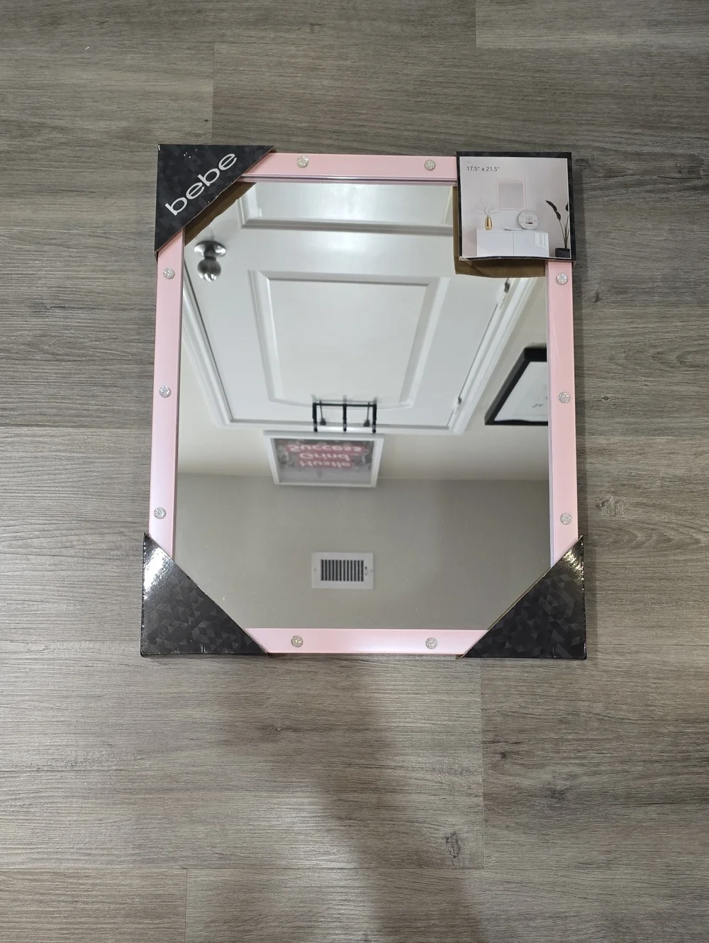 Bebe Crystal Embellished Decorative Wall Frame Mirror- Pink
